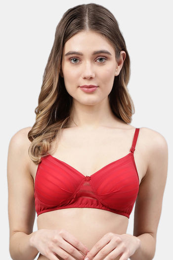 Buy PrettyCat Non-Wired Medium Coverage T-Shirt Bra - Red at Rs.450 online