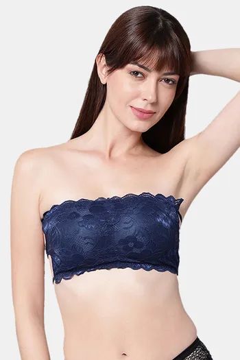 Buy PrettyCat Padded Non-Wired Medium Coverage Tube Bra - Blue at