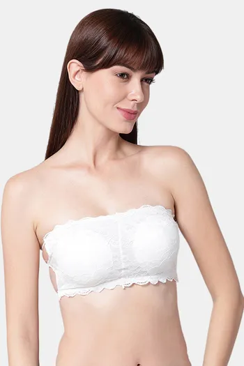 Buy PrettyCat Padded Non-Wired Medium Coverage Tube Bra - White at Rs.405  online
