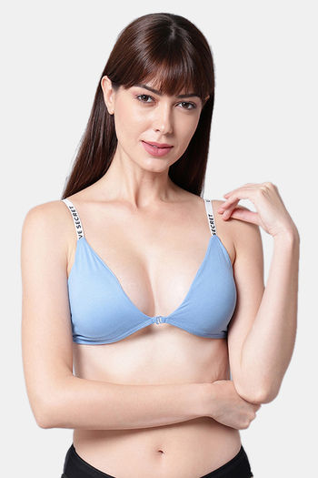 Buy PrettyCat Padded Non-Wired Medium Coverage Bra - Blue at Rs.450 online