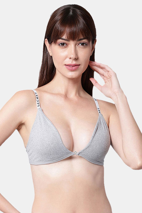 Buy PrettyCat Padded Non-Wired Medium Coverage Bra - Grey at Rs