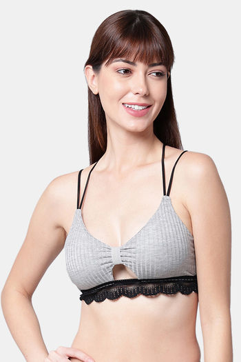 Buy PrettyCat Grey Lace Bralette & Panty Set for Women Online