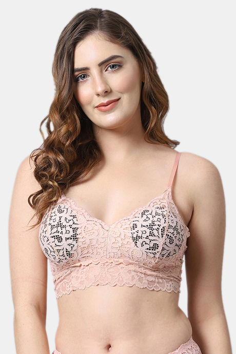 Buy PrettyCat Padded Non-Wired Full Coverage Bralette - Beige at Rs.400  online