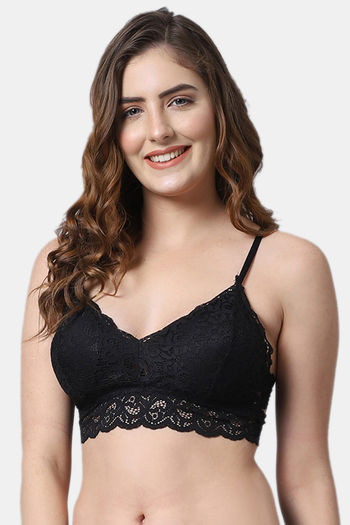 Buy PrettyCat Black Lace Bralette & Panty Set for Women Online
