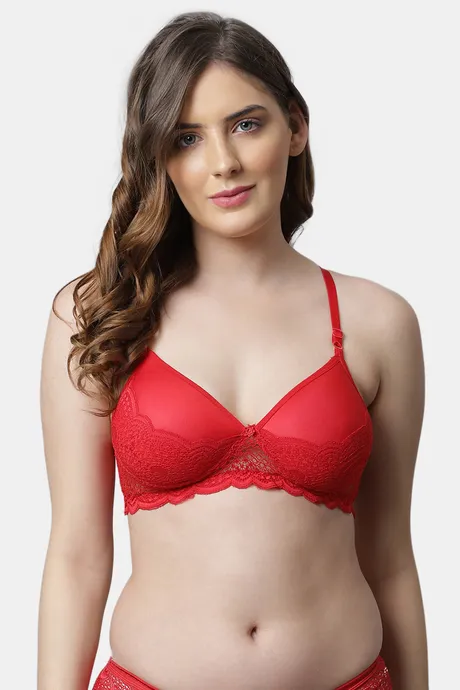 Buy Pretty Cat Padded Non-Wired Medium Coverage T-Shirt Bra - Red at Rs.439  online
