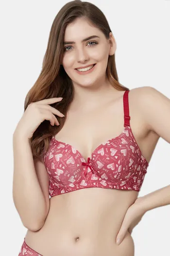 Buy PrettyCat Padded Wired Medium Coverage T-Shirt Bra - Red at Rs