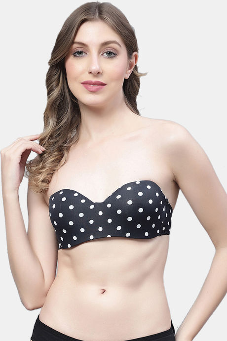 Buy PrettyCat Padded Wired Demi Coverage Strapless Bra - Black at Rs.494  online
