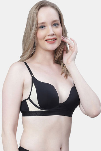 Buy PrettyCat Padded Wired Medium Coverage T-Shirt Bra - Black at Rs.649  online