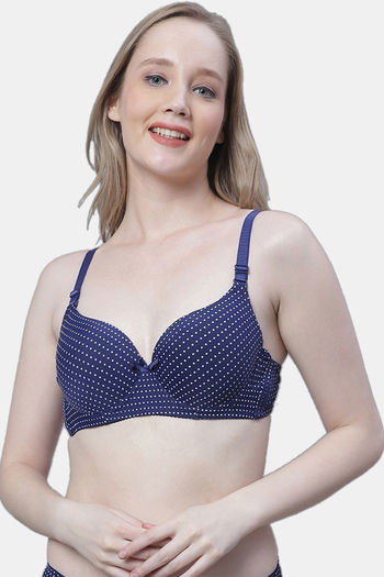 Buy PrettyCat Padded Wired Full Coverage T-Shirt Bra - Blue at Rs.500  online