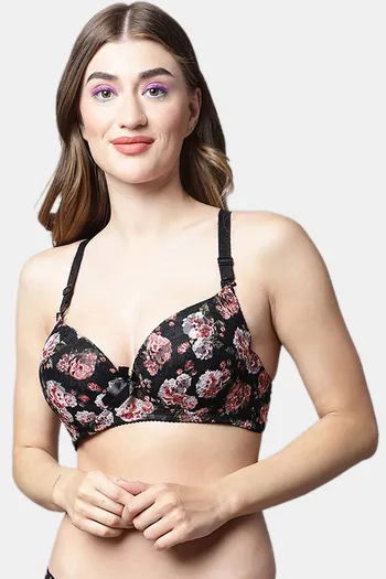 Buy PrettyCat Padded Plunge Wired 3/4th Coverage T-Shirt Bra - Black at  Rs.494 online