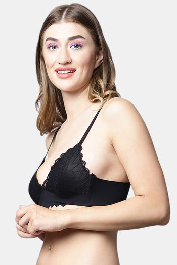 PrettyCat Padded Non Wired Medium Coverage Bralette - Black