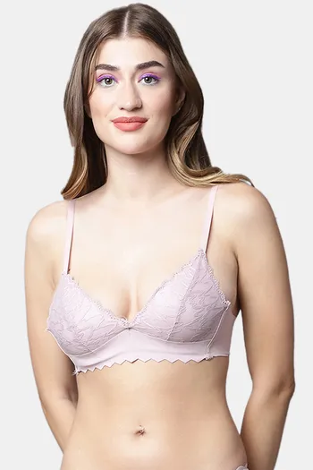 Buy PrettyCat Padded Non Wired Medium Coverage Bralette - Mauve at Rs.400  online