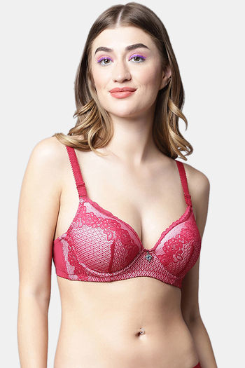 Buy PrettyCat Padded Plunge Wired 3/4th Coverage T-Shirt Bra - Red
