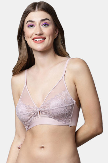 Buy PrettyCat Lightly Padded Non-wired Lace Partywear Bralette Bra With  Matching Panty (Set of 2) Online