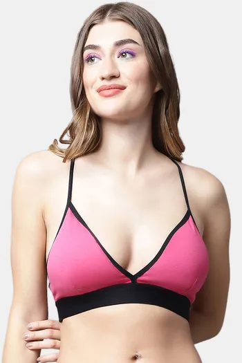 Buy PrettyCat Backless Halter Neck Bralette Set - Pink online