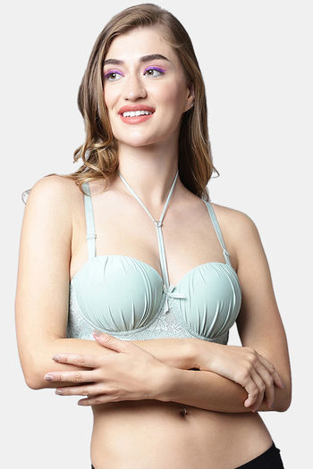 Buy PrettyCat Padded Plunge Wired Medium Coverage Push-Up Bra - Green at  Rs.494 online