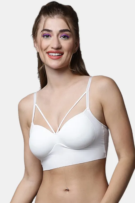 Buy PrettyCat Push-Up Non Wired 3/4th Coverage Cage Bra - White at Rs.494  online