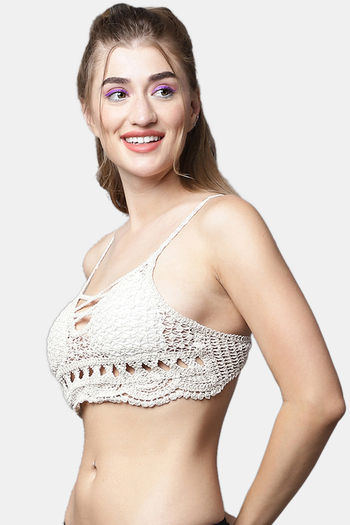 Buy PrettyCat Padded Non Wired 3/4th Coverage Bralette - White at Rs.584  online