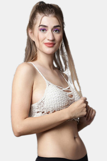 Buy PrettyCat Padded Non Wired 3/4th Coverage Bralette - White at