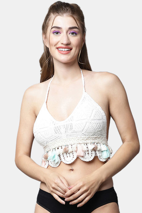 Buy PrettyCat Padded Non Wired 3/4th Coverage Bralette - White at Rs.584  online