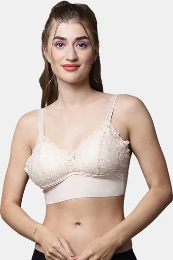 Buy PrettyCat Padded Non Wired 3/4th Coverage Bralette - Beige