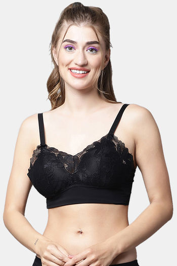 Buy PrettyCat Padded Non Wired 3/4th Coverage Bralette - Black