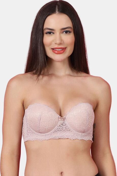 PrettyCat Women Sexy Underwire Balconette Lace Bra - Beige