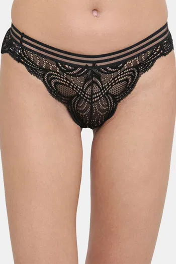 Buy PrettyCat Low Rise Half Coverage Bikini Panty - Black