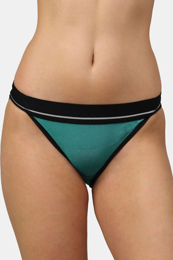 Buy PrettyCat Low Rise Half Coverage Thong Panty - Green