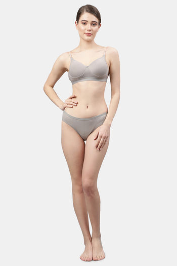 PrettyCat Women Grey Solid Design Sexy Bikini Panty