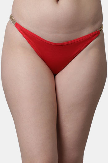 Buy PrettyCat Low Rise Half Coverage Thong - Red