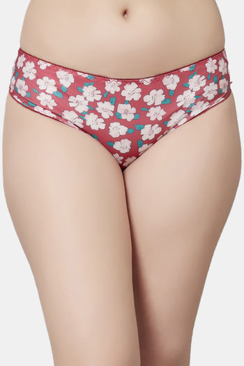 Buy PrettyCat Medium Rise Three-Fourth Coverage Bikini Panty - Red