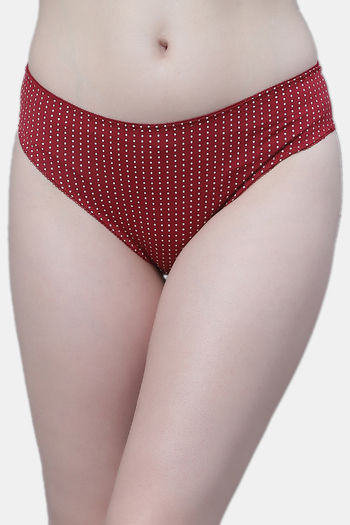 Buy PrettyCat Medium Rise Half Coverage Bikini Panty - Red