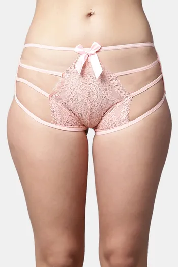Buy PrettyCat Medium Rise 3/4th Coverage Bikini Panty - Pink