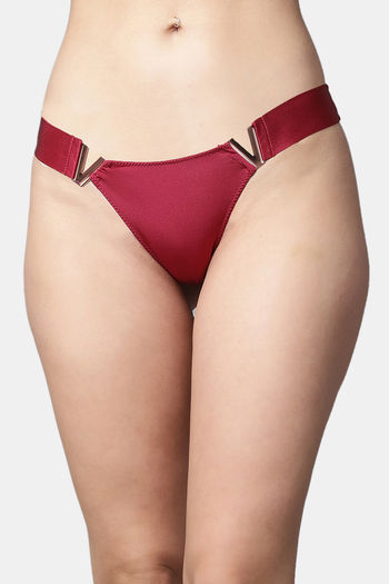 Buy PrettyCat Low Rise Half Coverage Thong - Red