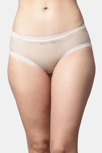 Buy PrettyCat Medium Rise Three-Fourth Coverage Hipster Panty - Beige