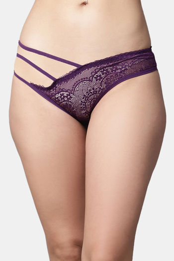 Buy PrettyCat Low Rise 3/4th Coverage Bikini Panty - Purple