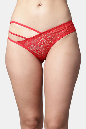 Buy PrettyCat Low Rise 3/4th Coverage Bikini Panty - Red