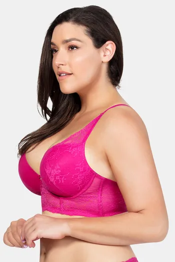 Buy Parfait Padded Wired Longline Bra - Pink at Rs.875 online