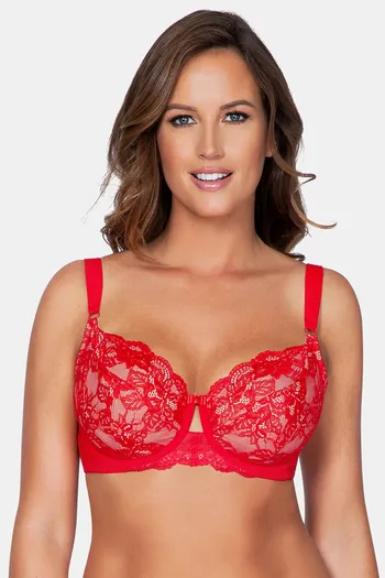 Parfait Double Layered Unlined Cups Regular Wired Cushion Strap Bra - Tango  Red