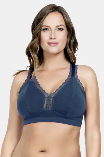 Buy Parfait Double Layered Wirefree Lace Bralette - Navy at Rs.2299 online