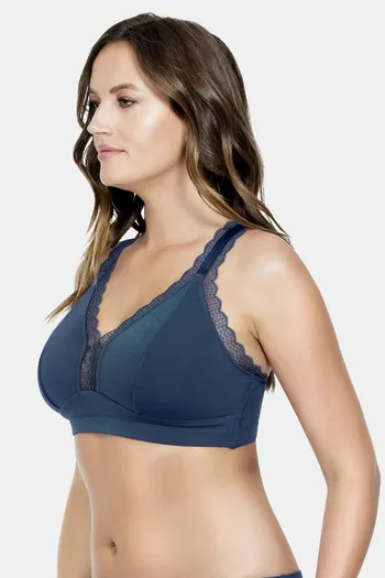 Buy Parfait Double Layered Wirefree Lace Bralette - Navy at Rs