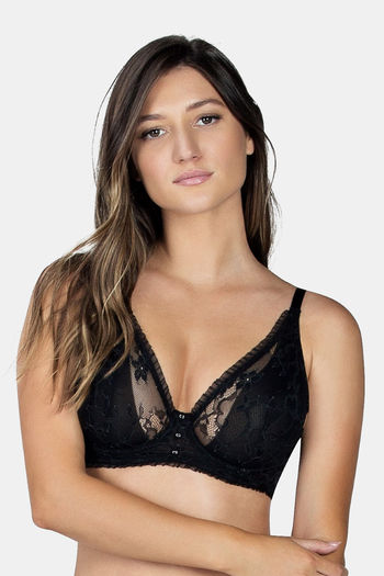 Buy Parfait Lightly Lined Wired Medium Coverage Long Line Bra - Black