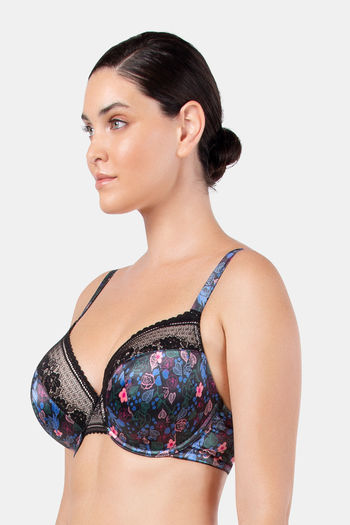 Buy online Black Floral T-shirt Bra from lingerie for Women by Prettycat  for ₹349 at 61% off