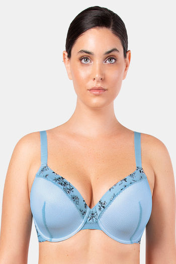 Buy Parfait Padded Wired Full Coverage T-Shirt Bra - Dream Blue w Floral Print