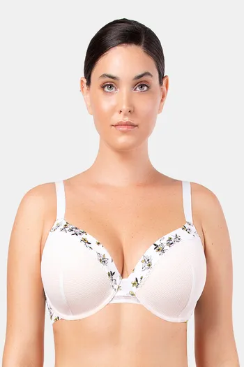 Buy Parfait Padded Wired Full Coverage T-Shirt Bra - Pearl White w Floral Print