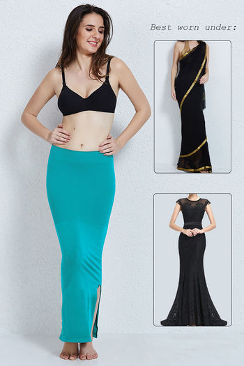 Zivame Medium Control Mermaid Saree Shapewear ™-Turquoise
