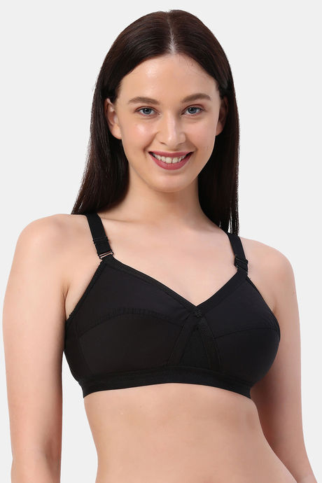 Buy Planetinner Non Padded Non Wired Full Coverage Pure Cotton Bra - Black  at Rs.600 online