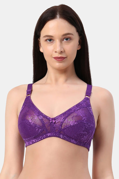 Buy Planetinner Non Padded Non Wired Full Coverage Lace Bra - Purple at  Rs.800 online