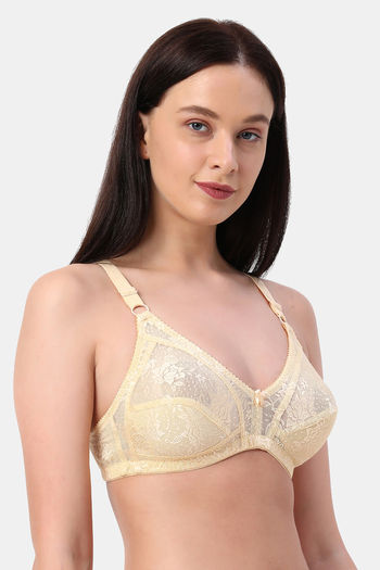 Buy Planetinner Non Padded Non Wired Full Coverage Lace Bra - Skin